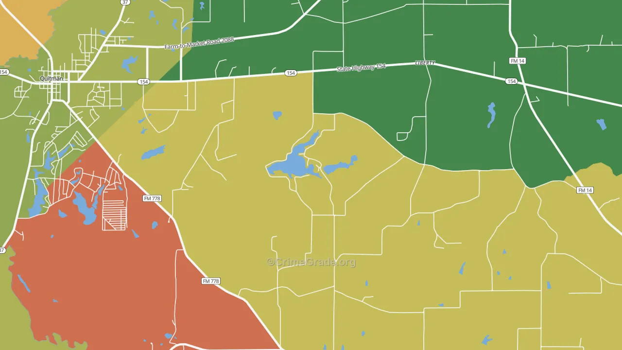Golden, TX Map of Robbery Rates