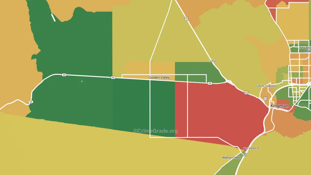 Golden Valley, AZ Map of Robbery Rates