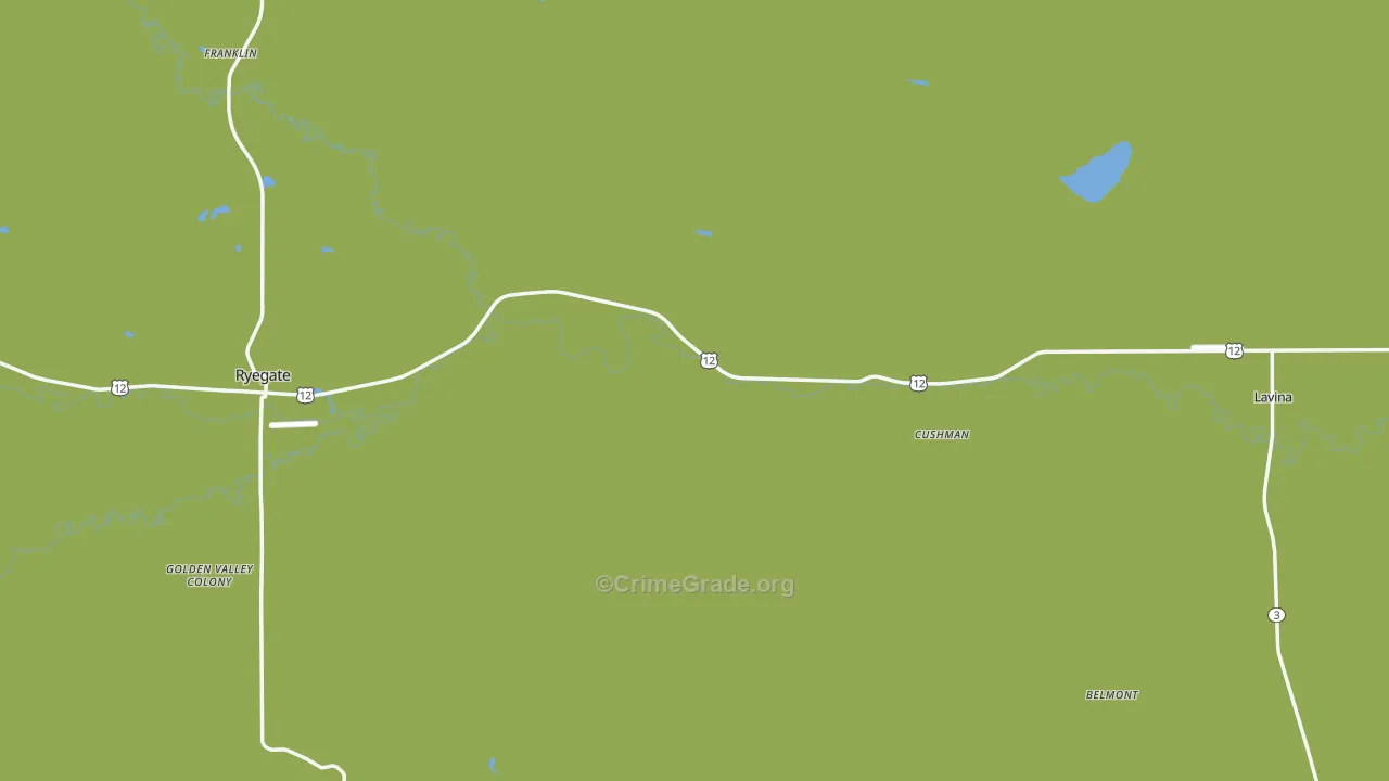 Golden Valley County, MT Map of Robbery Rates