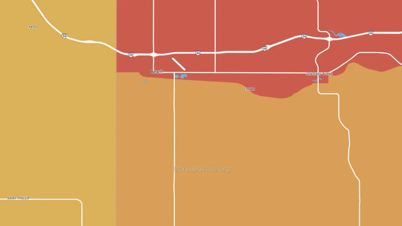 Golden Valley County, ND Map of Robbery Rates