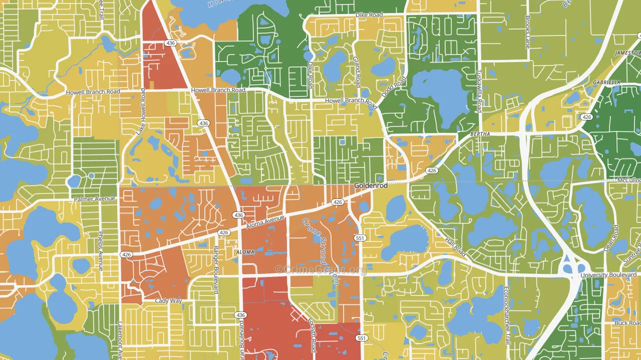 Goldenrod, FL Map of Robbery Rates