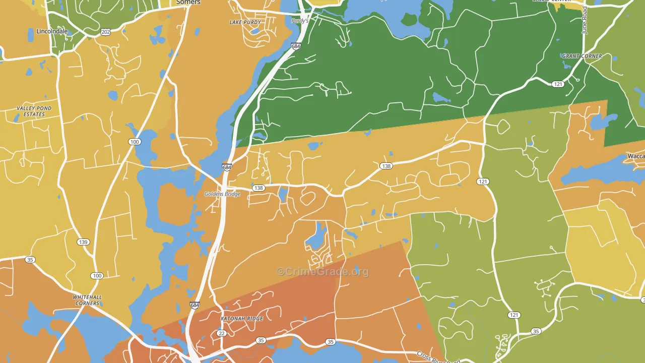 Goldens Bridge, NY Map of Robbery Rates