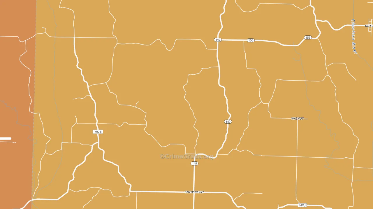 Goldsberry, MO Map of Robbery Rates