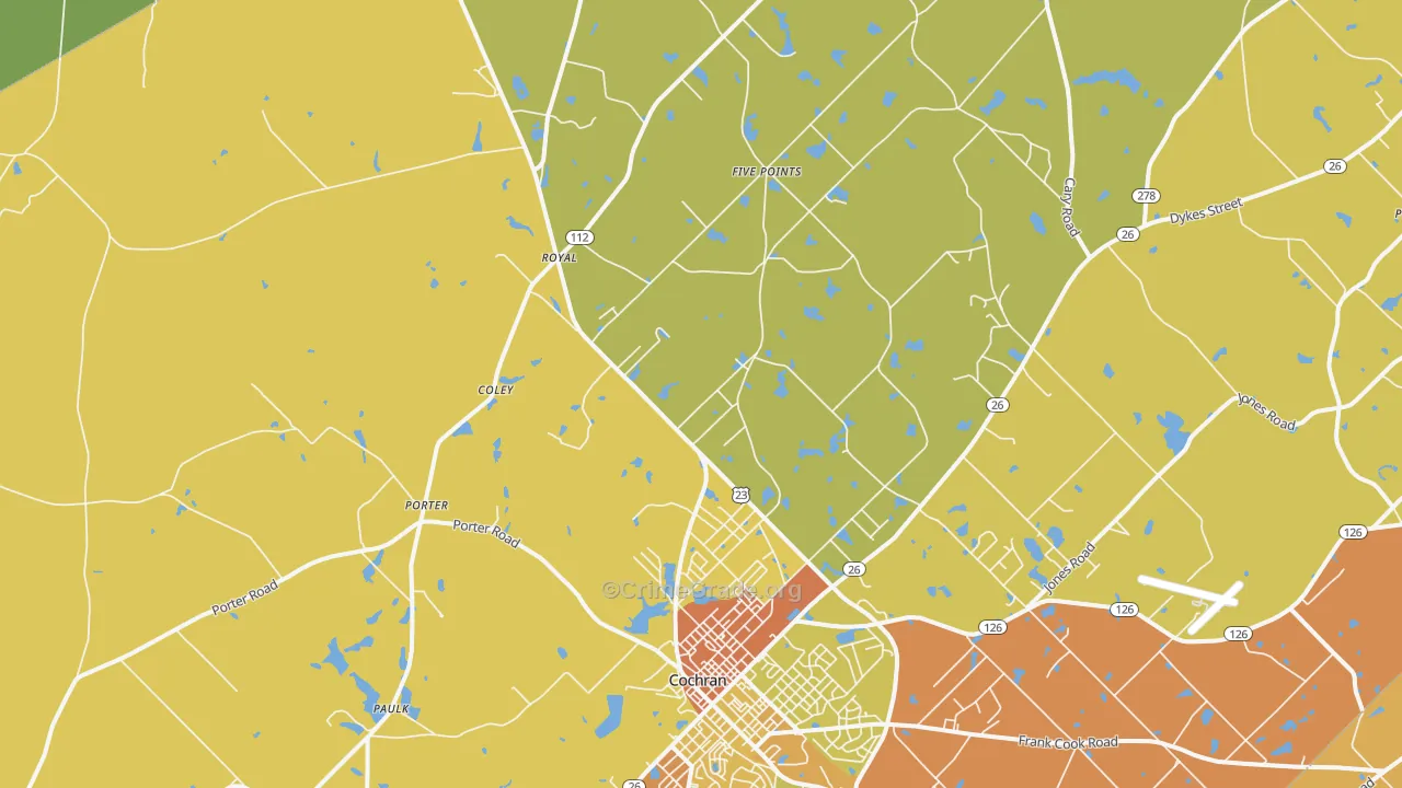 Goldsboro, GA Map of Robbery Rates