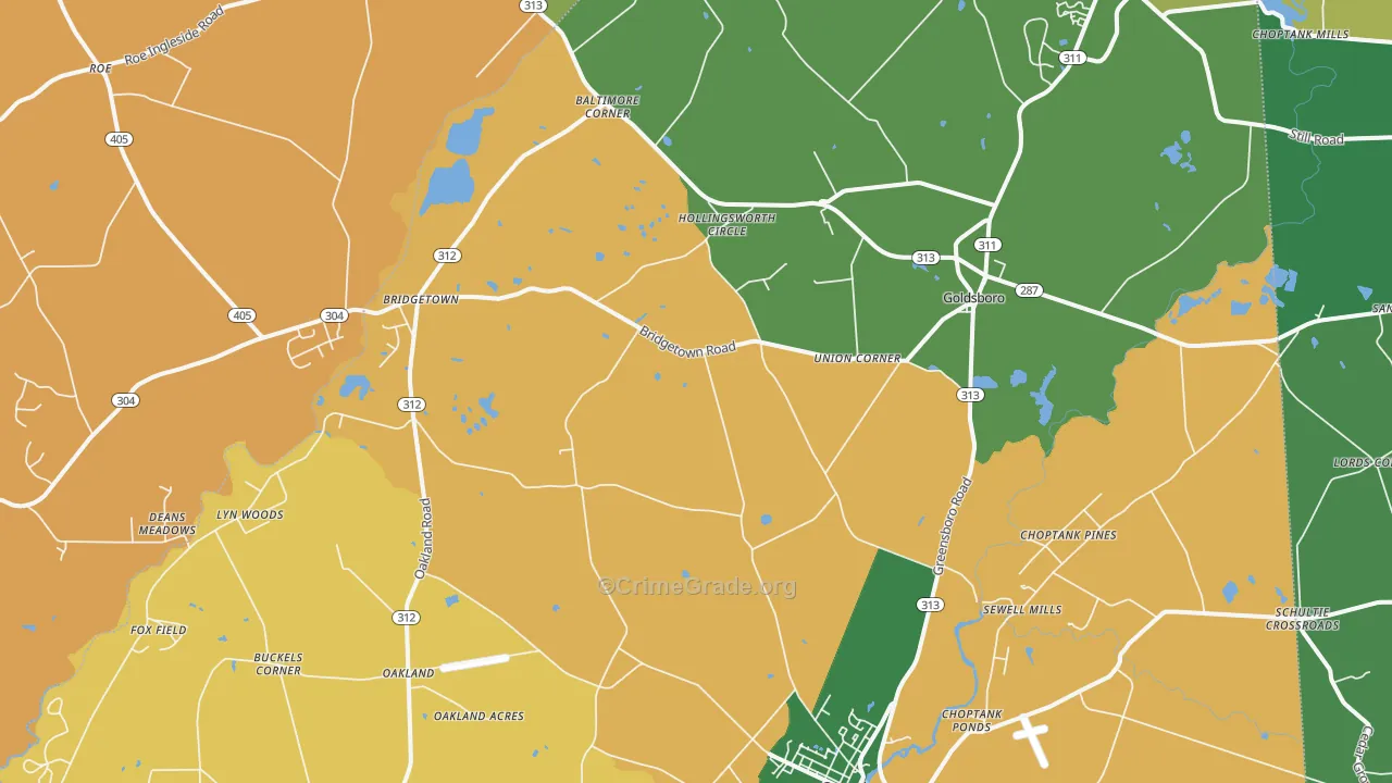 Goldsboro, MD Map of Robbery Rates