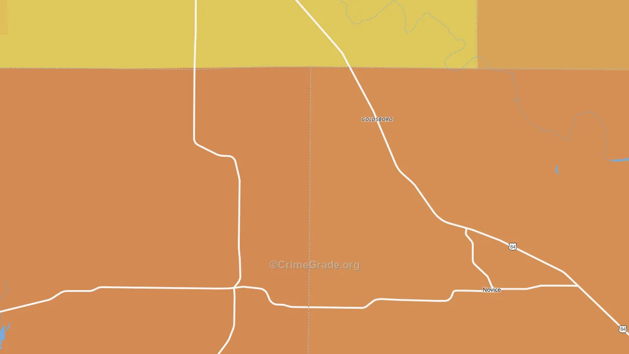 Goldsboro, TX Map of Robbery Rates