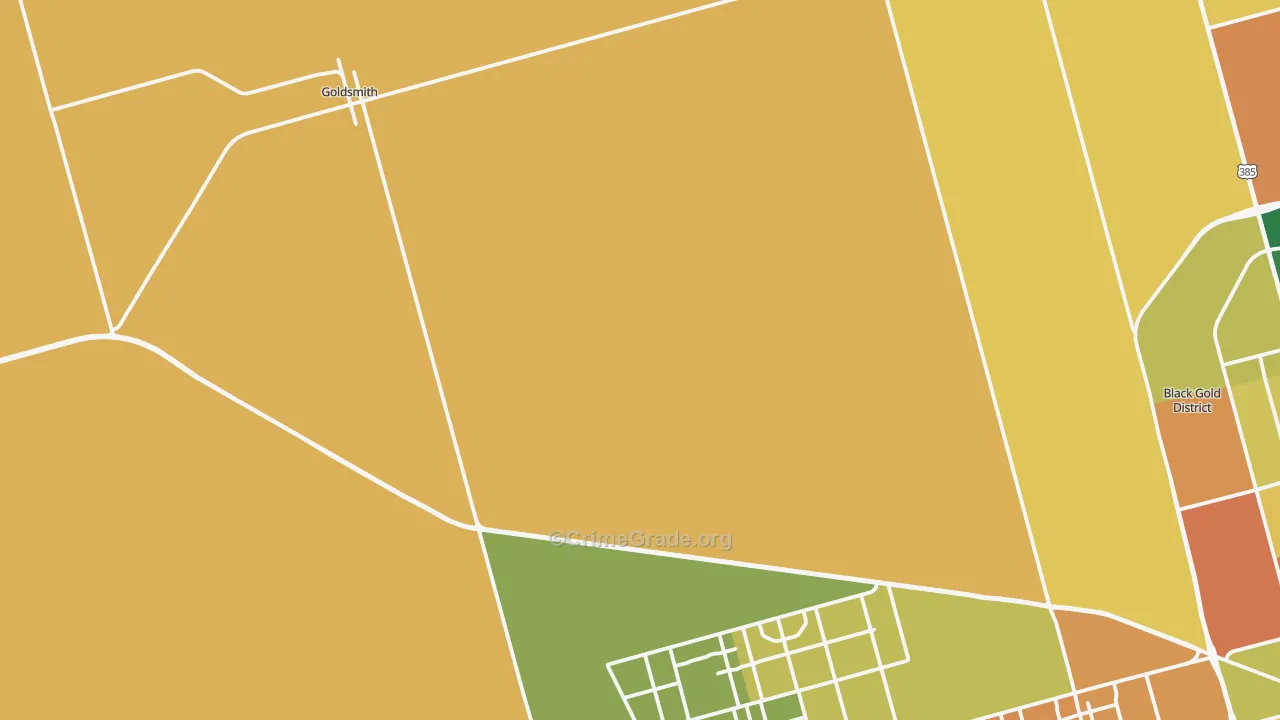Goldsmith, TX Map of Robbery Rates