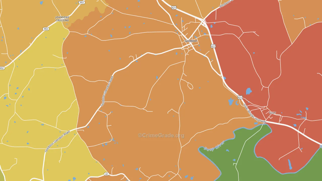 Goldston, NC Map of Robbery Rates