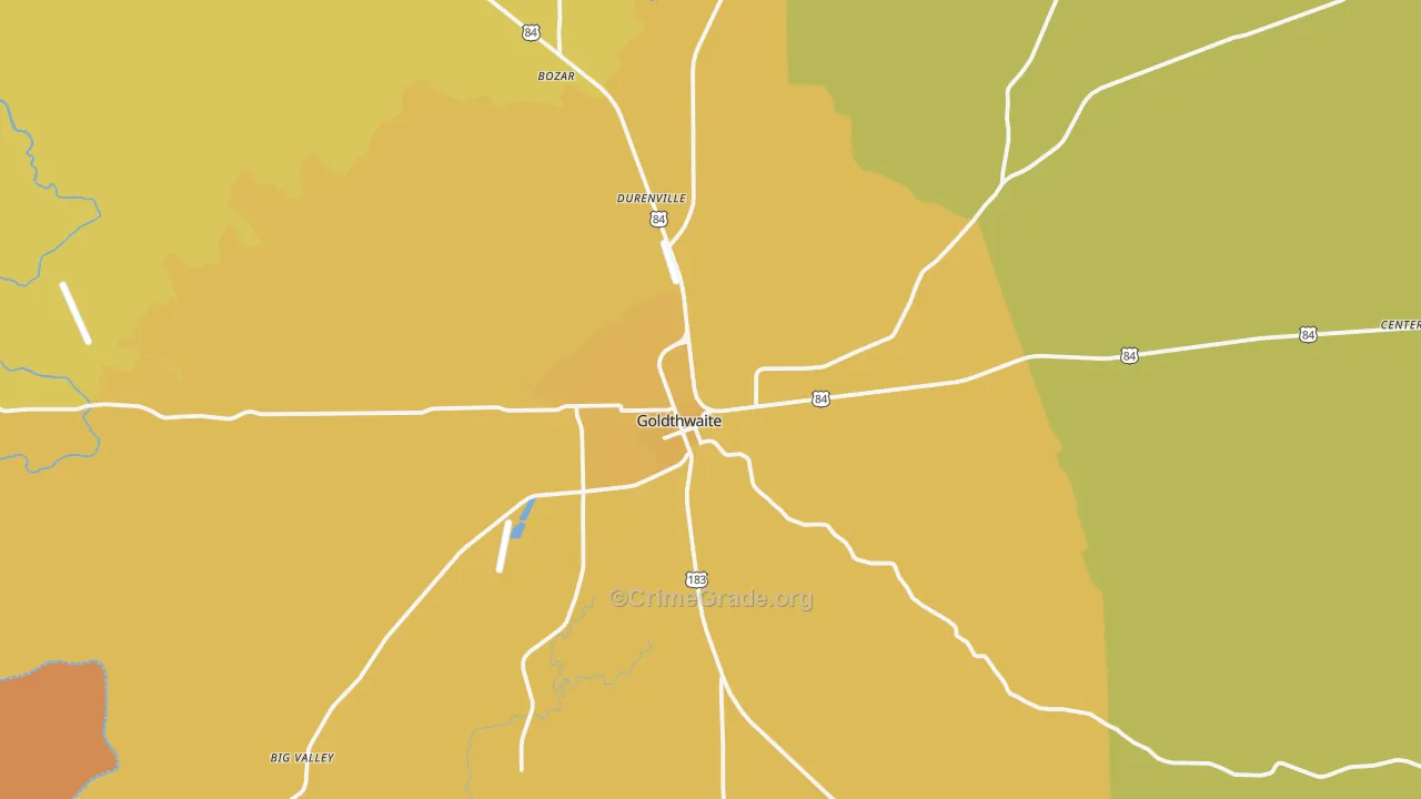 Goldthwaite, TX Map of Robbery Rates