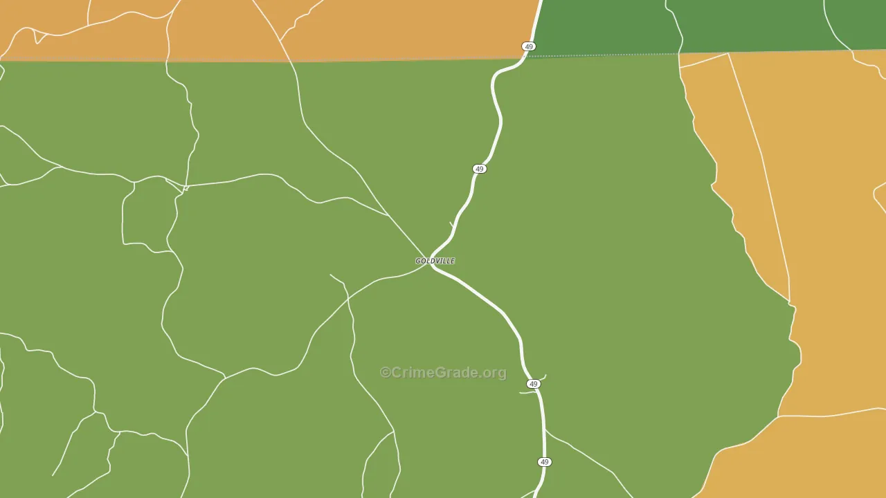 Goldville, AL Map of Robbery Rates