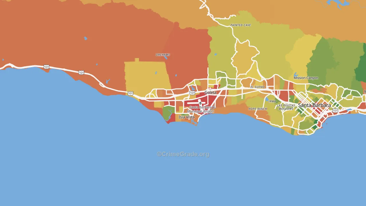 Goleta, CA Map of Robbery Rates