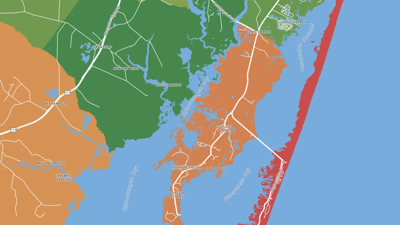 Golf Club Shores, MD Map of Robbery Rates