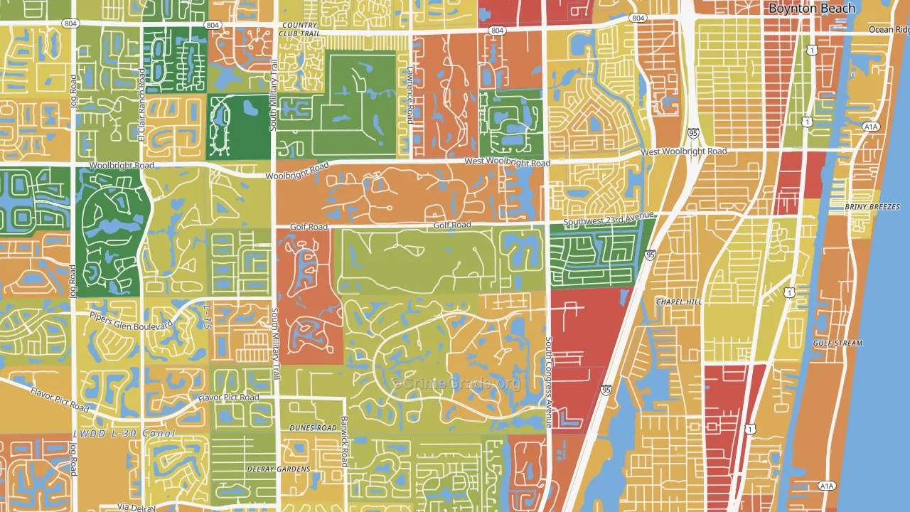 Golf, FL Map of Robbery Rates