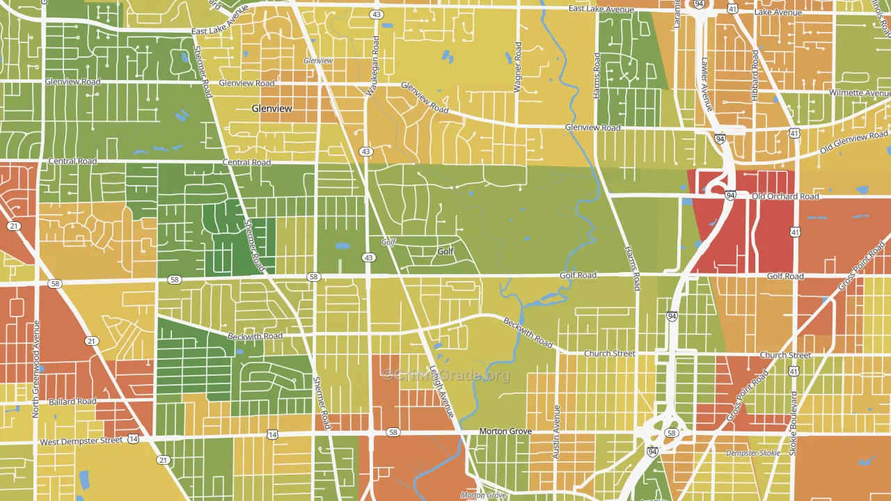 Golf, IL Map of Robbery Rates