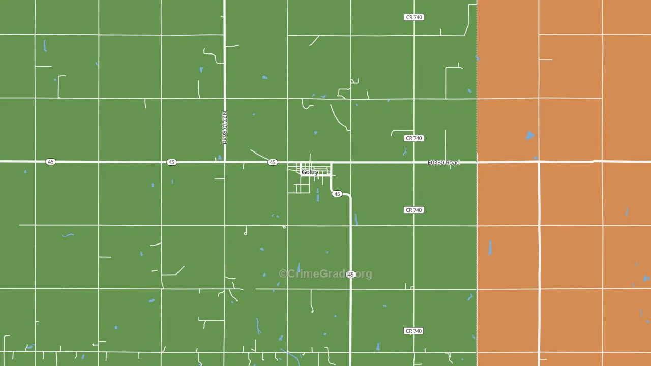 Goltry, OK Map of Robbery Rates