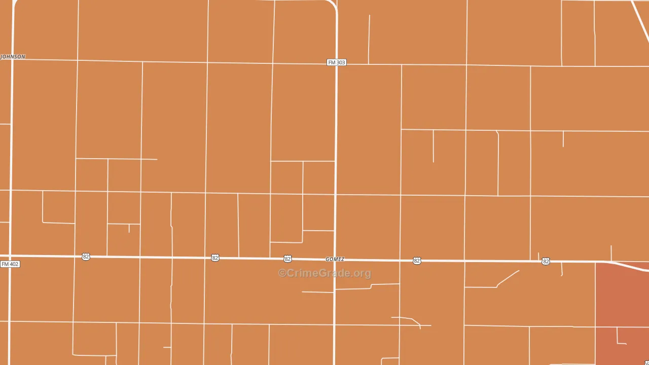 Gomez, TX Map of Robbery Rates