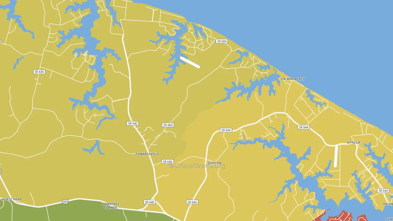 Gonyon, VA Map of Robbery Rates