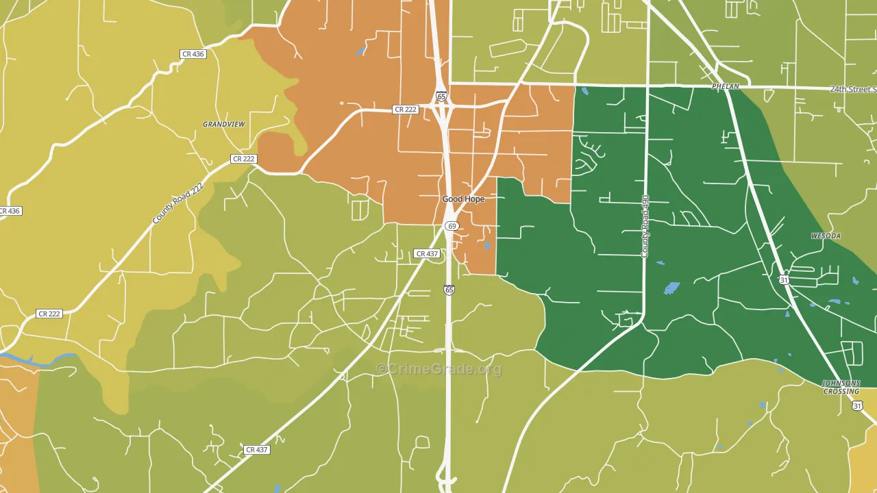 Good Hope, AL Map of Robbery Rates
