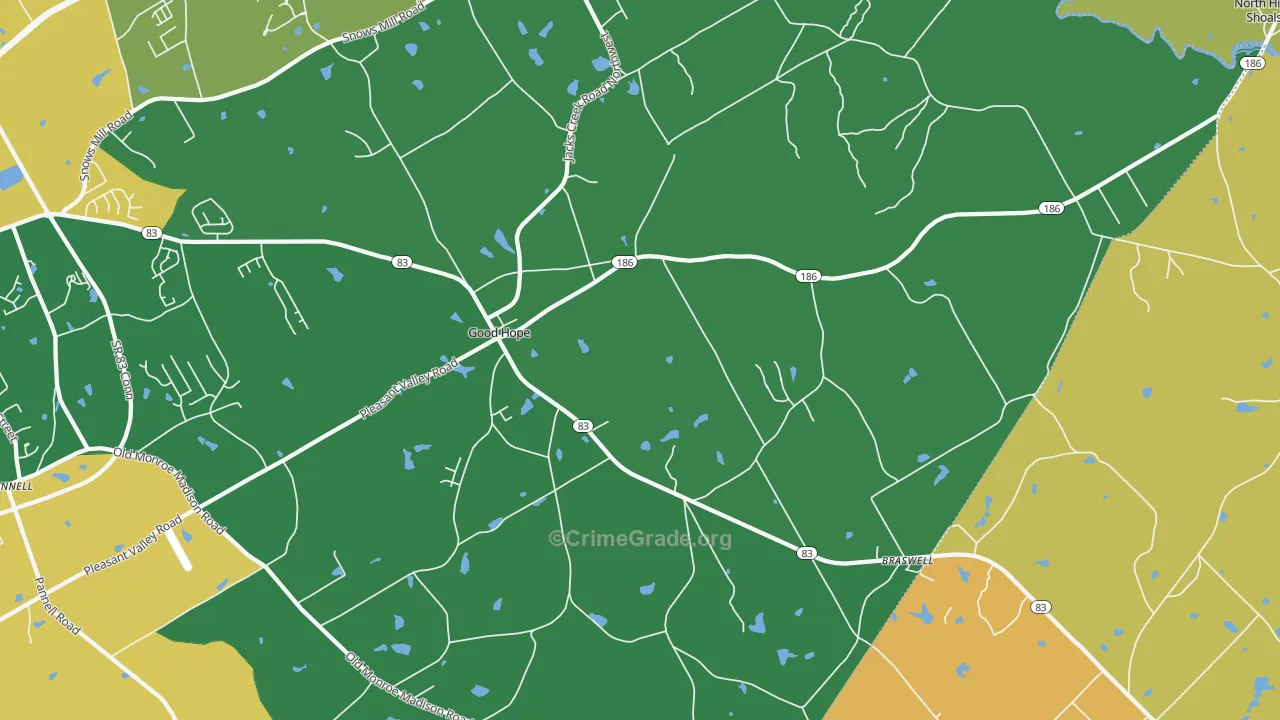 Good Hope, GA Map of Robbery Rates