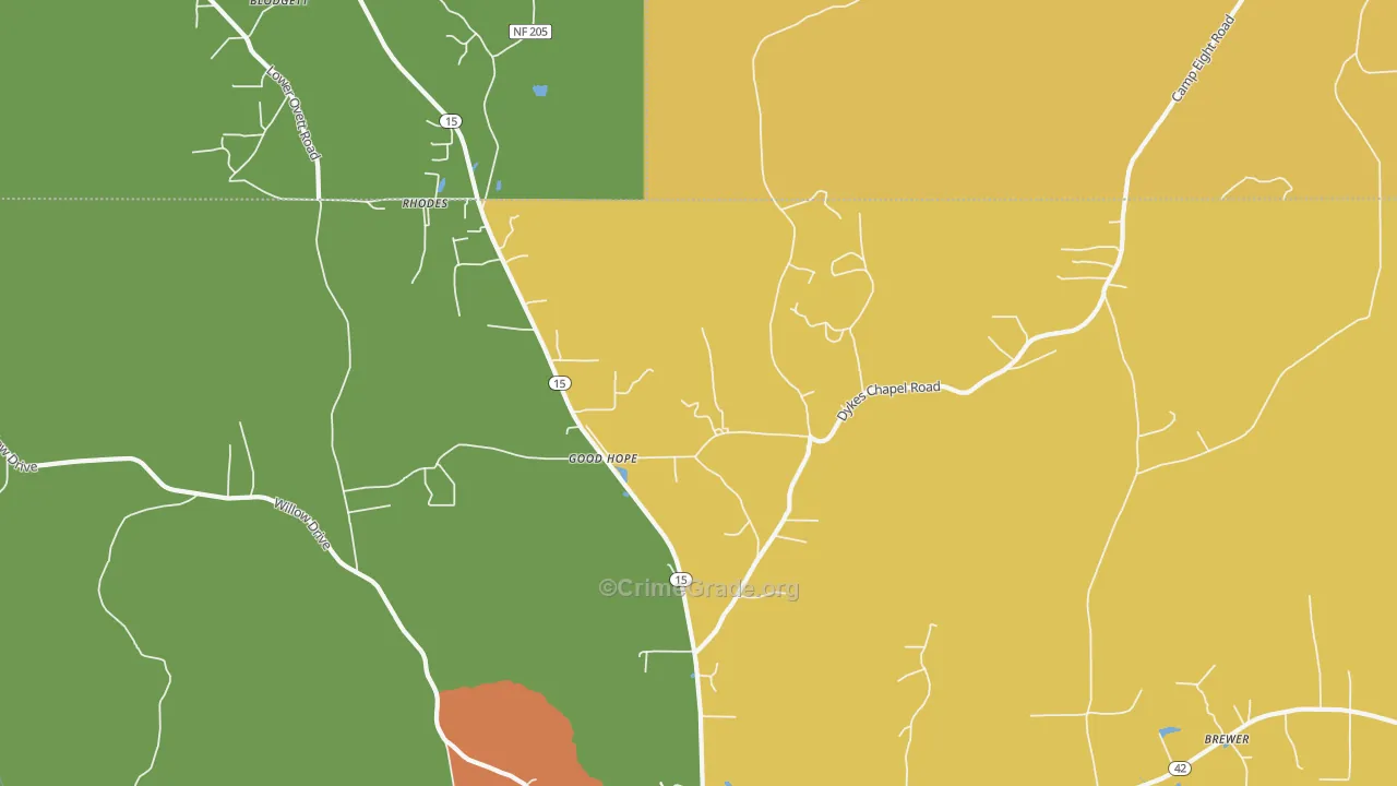 Good Hope, MS Map of Robbery Rates
