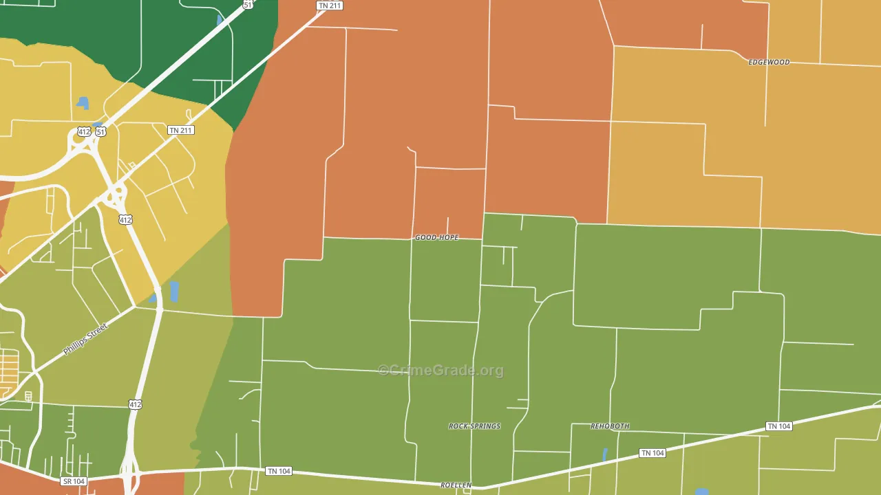 Good Hope, TN Map of Robbery Rates