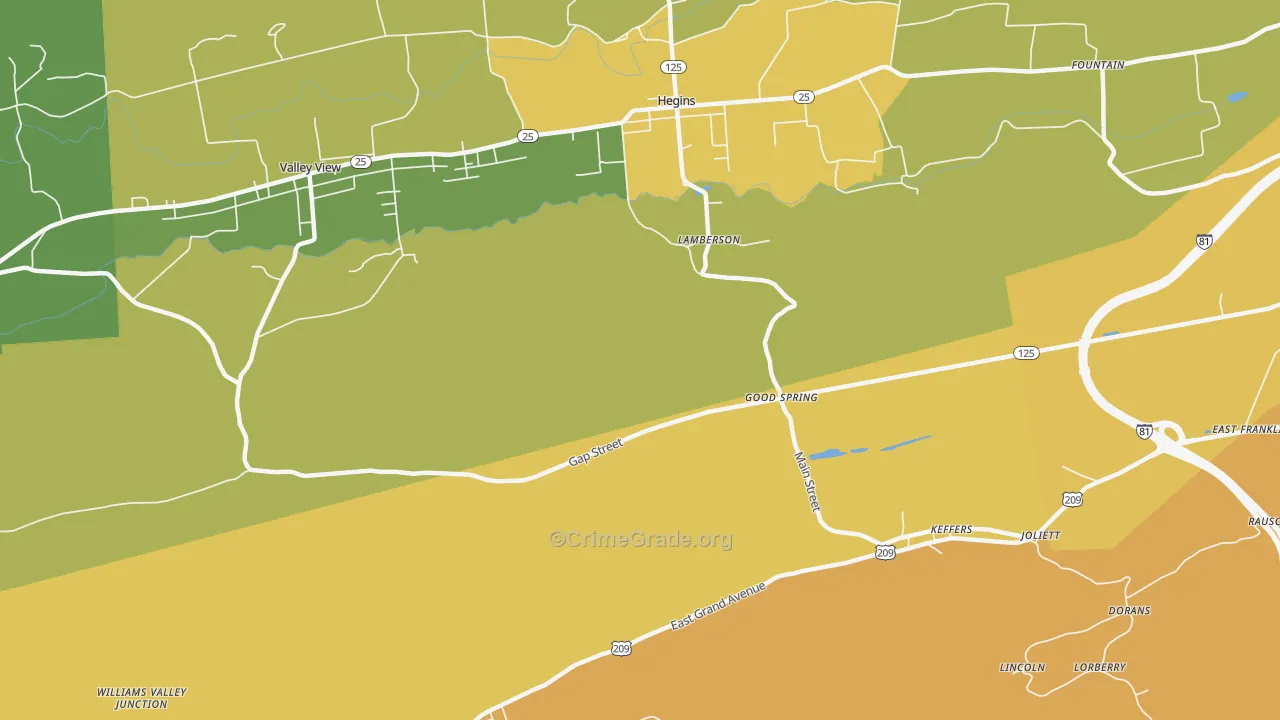 Good Spring, PA Map of Robbery Rates