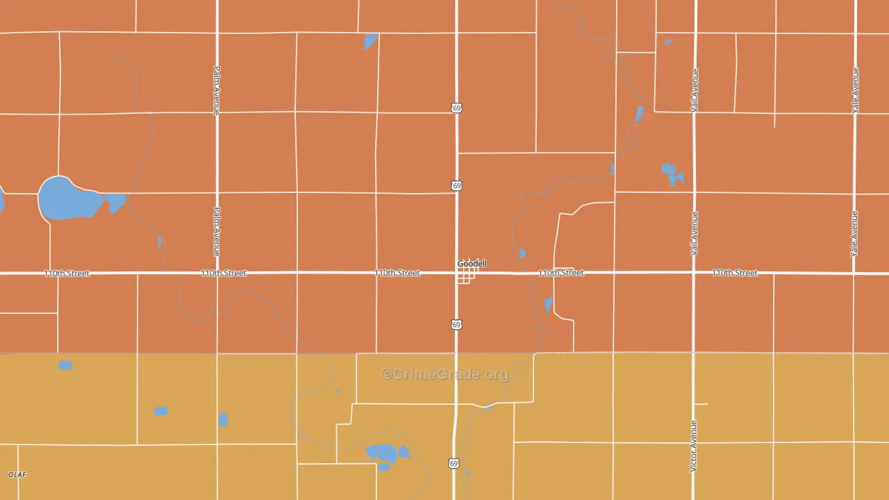 Goodell, IA Map of Robbery Rates