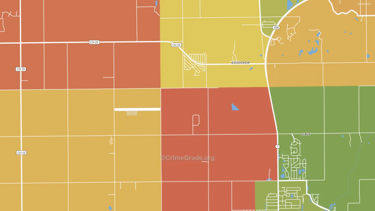 Goodenow, IL Map of Robbery Rates