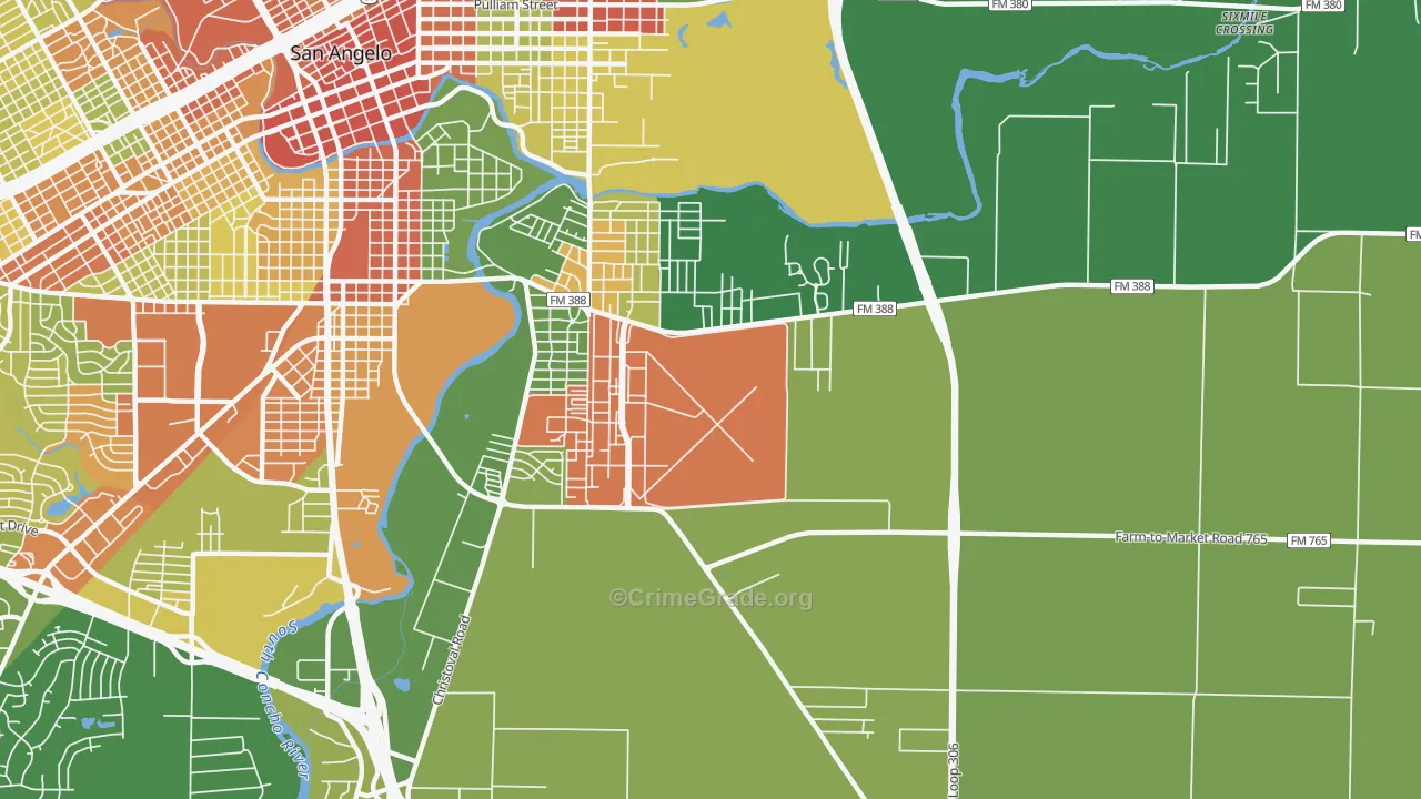 Goodfellow Afb, TX Map of Robbery Rates