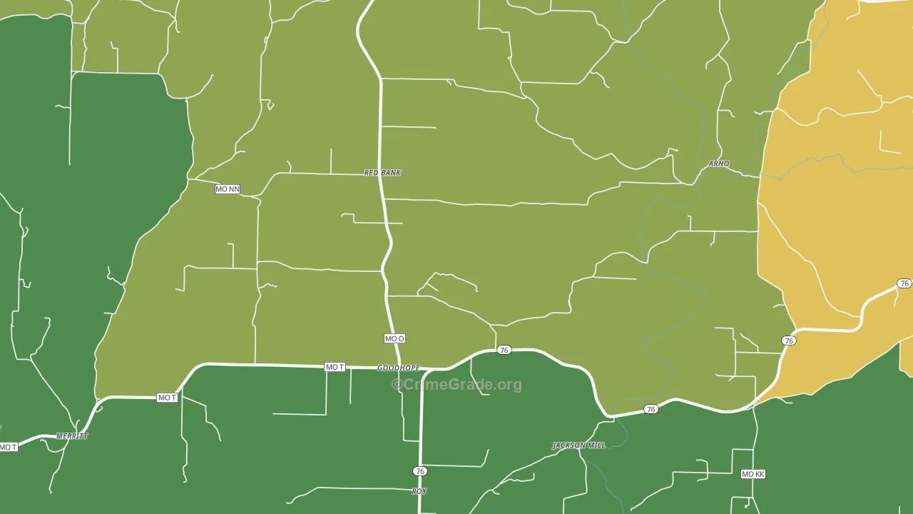 Goodhope, MO Map of Robbery Rates