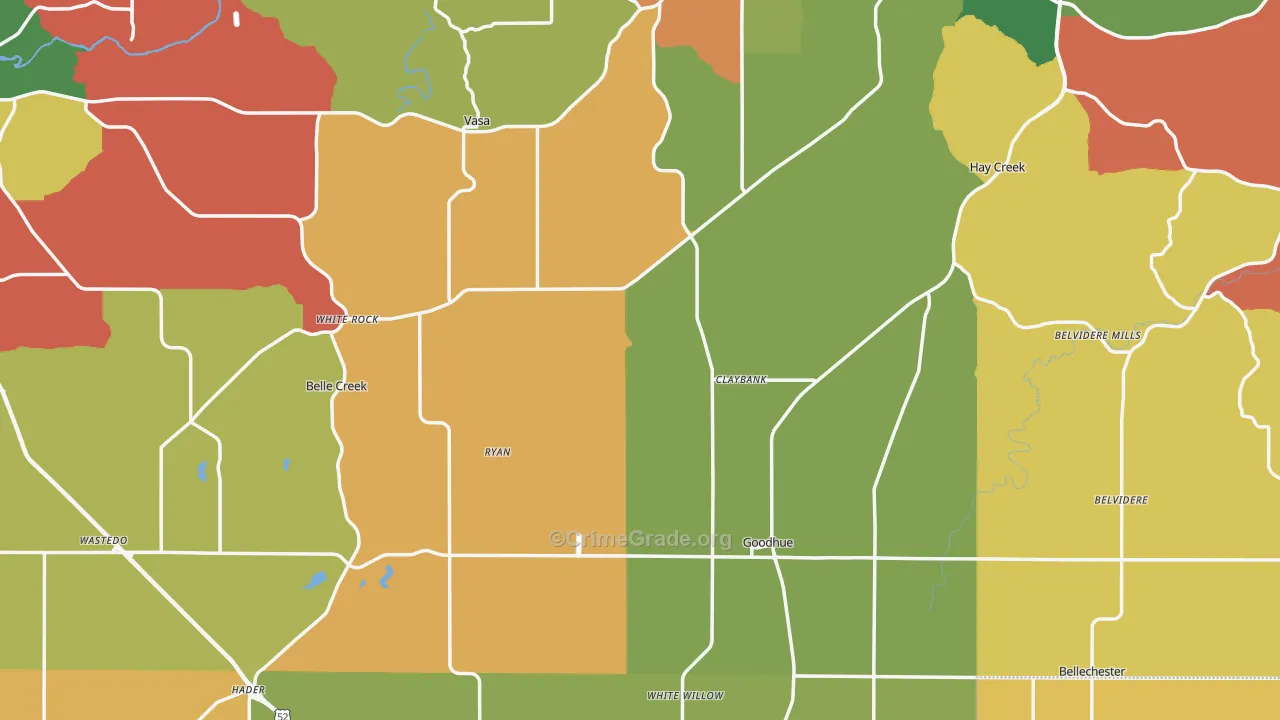 Goodhue County, MN Map of Robbery Rates