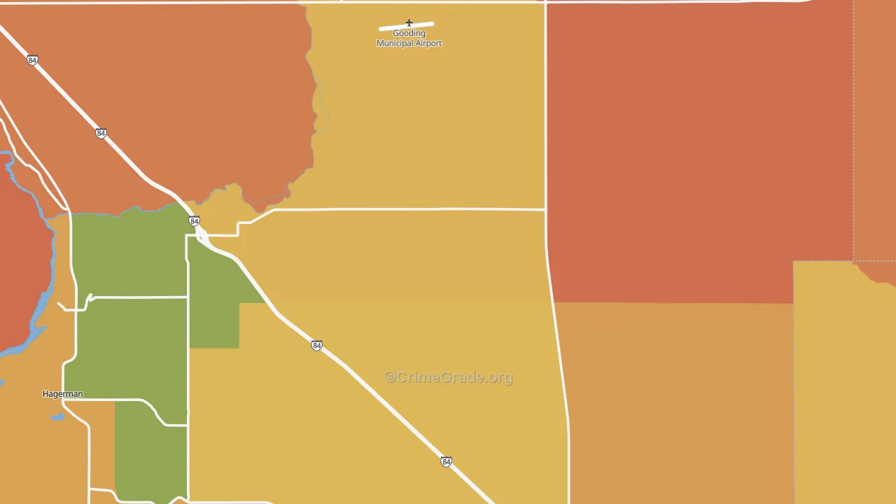 Gooding County, ID Map of Robbery Rates
