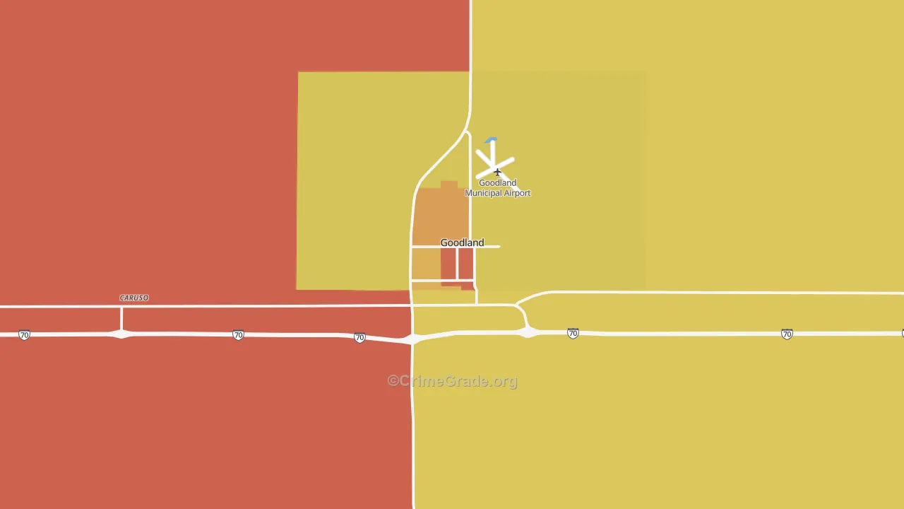 Goodland, KS Map of Robbery Rates