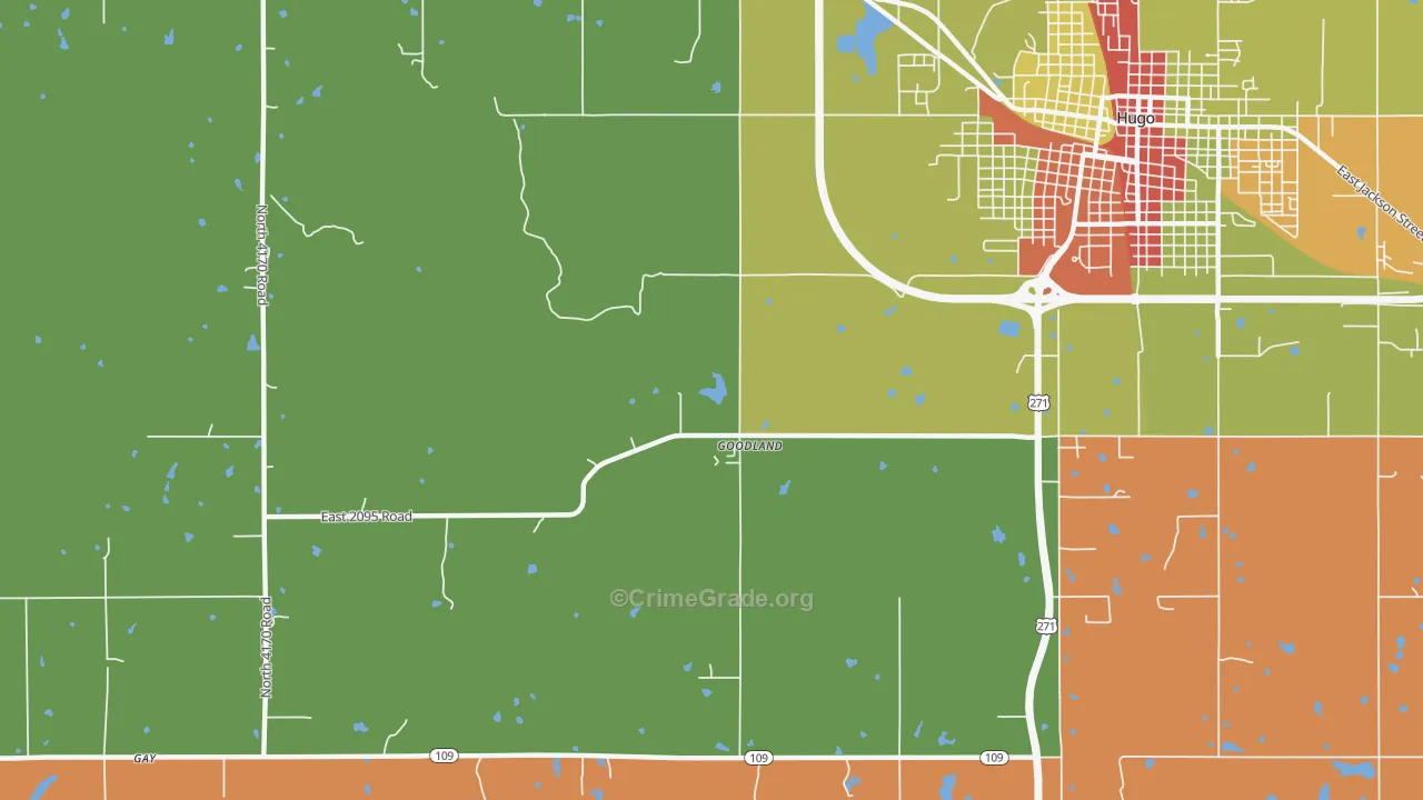 Goodland, OK Map of Robbery Rates
