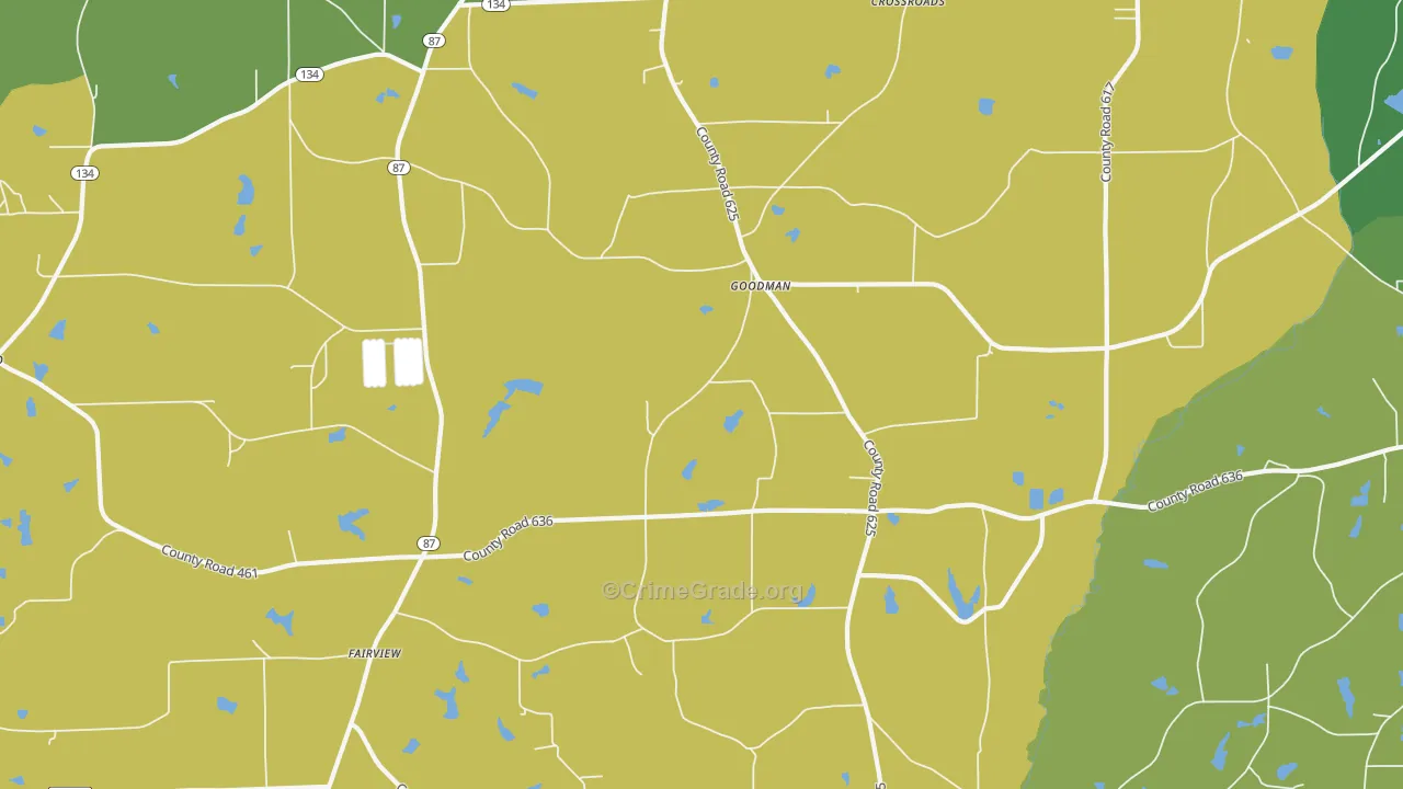 Goodman, AL Map of Robbery Rates