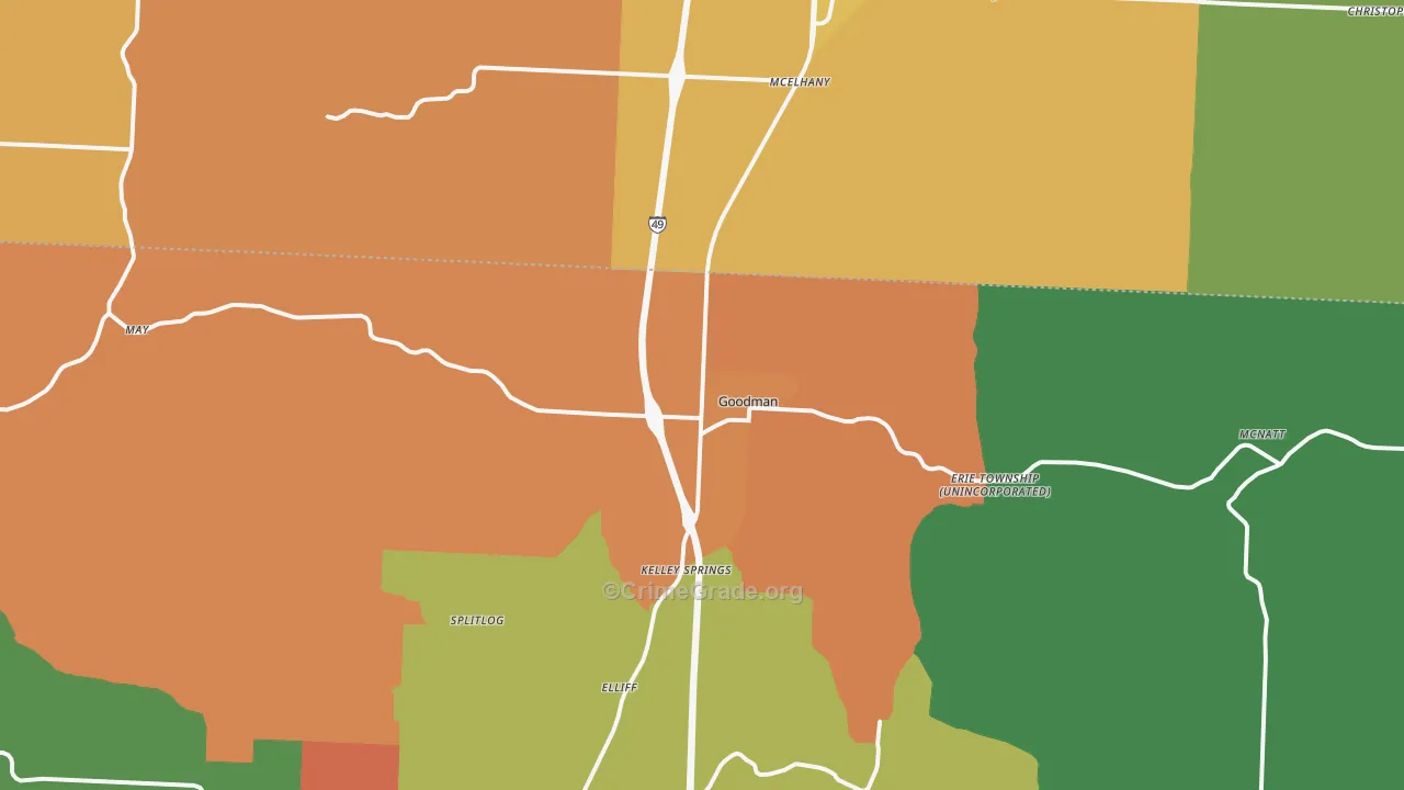 Goodman, MO Map of Robbery Rates