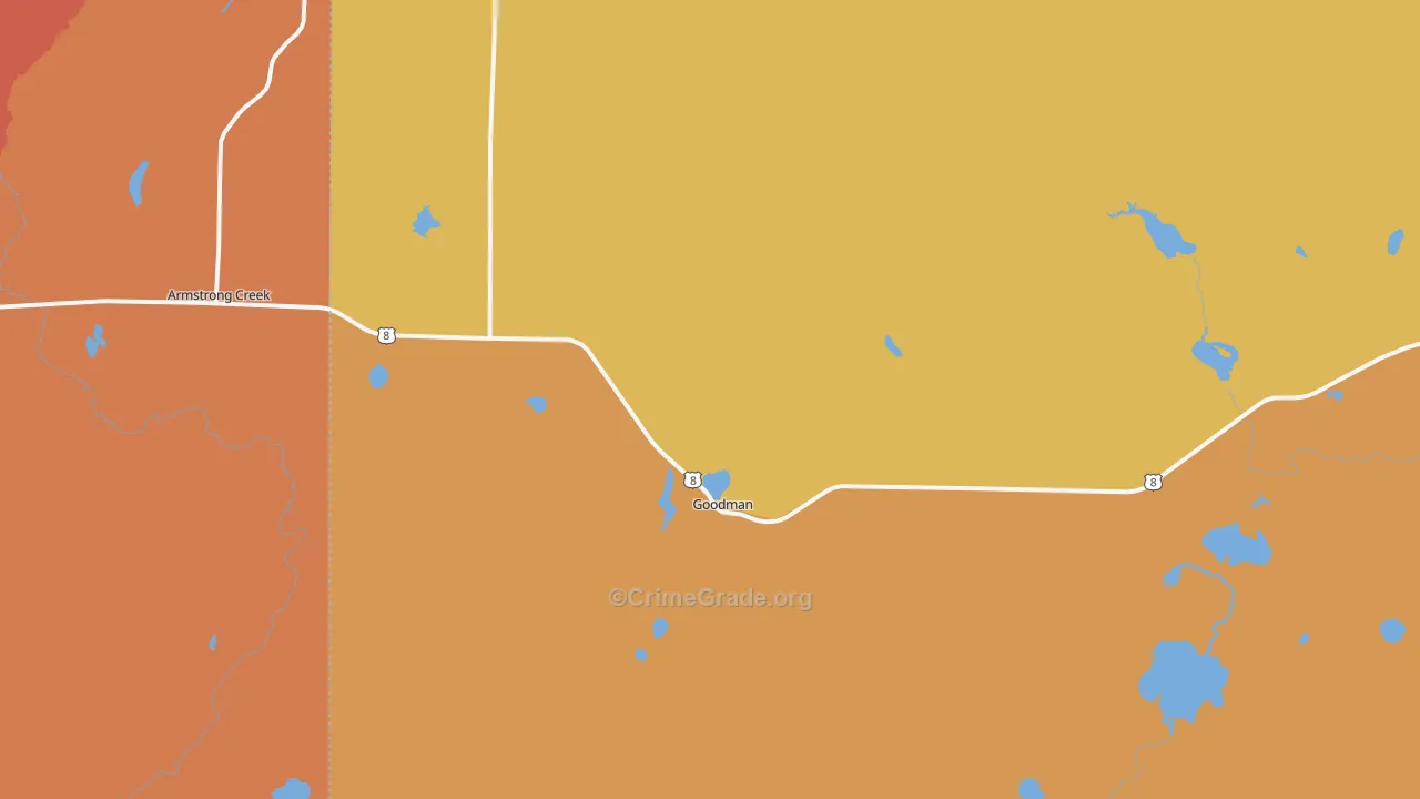 Goodman, WI Map of Robbery Rates