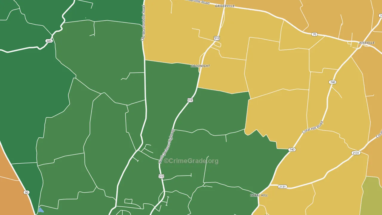 Goodnight, KY Map of Robbery Rates