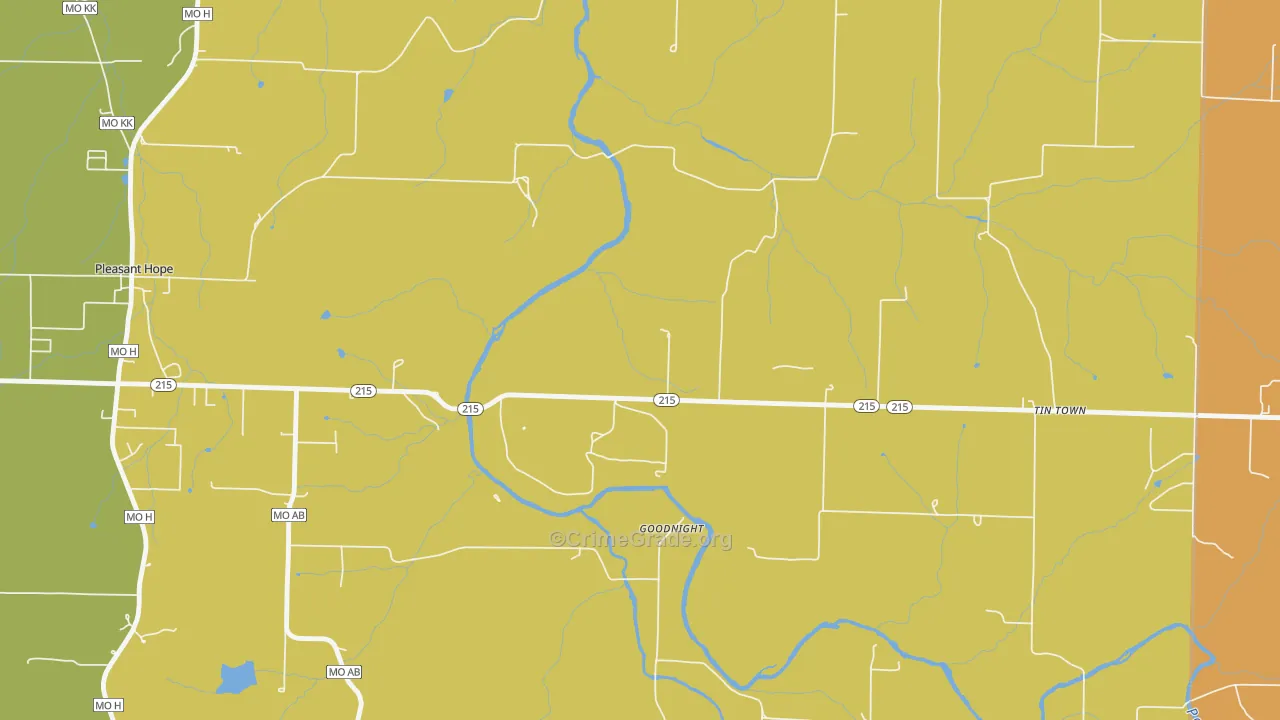 Goodnight, MO Map of Robbery Rates