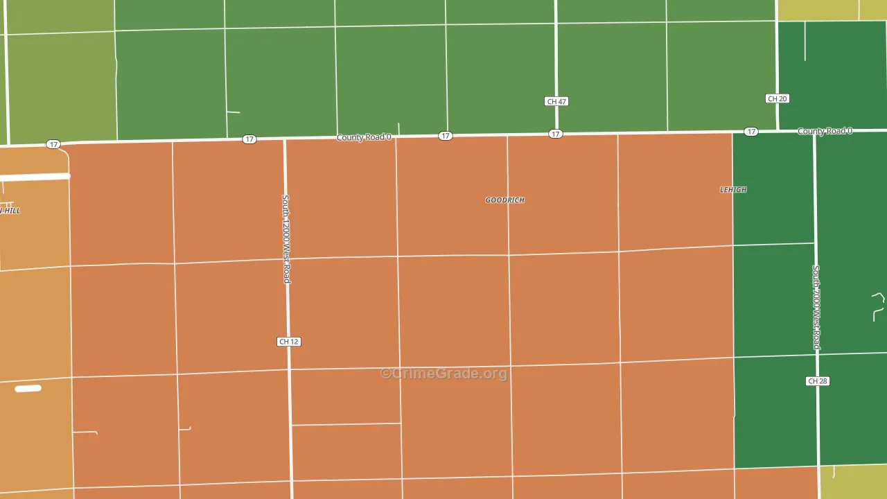 Goodrich, IL Map of Robbery Rates