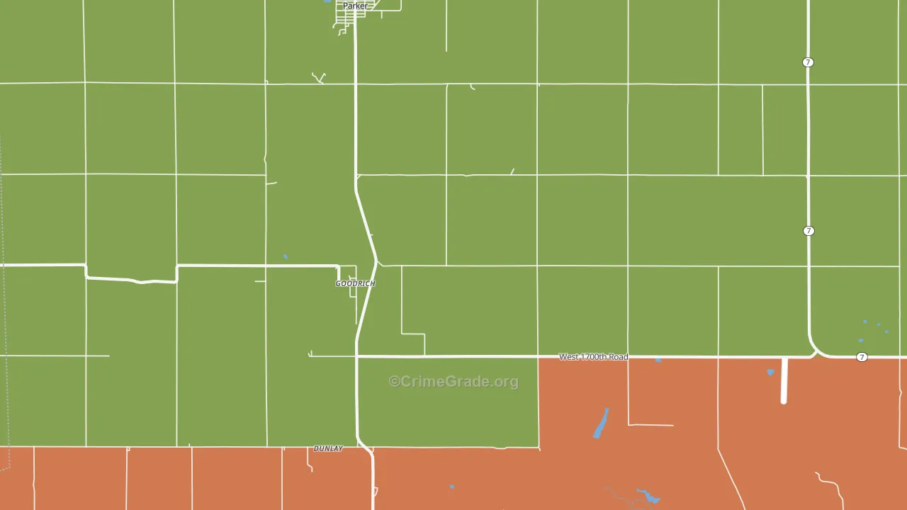 Goodrich, KS Map of Robbery Rates