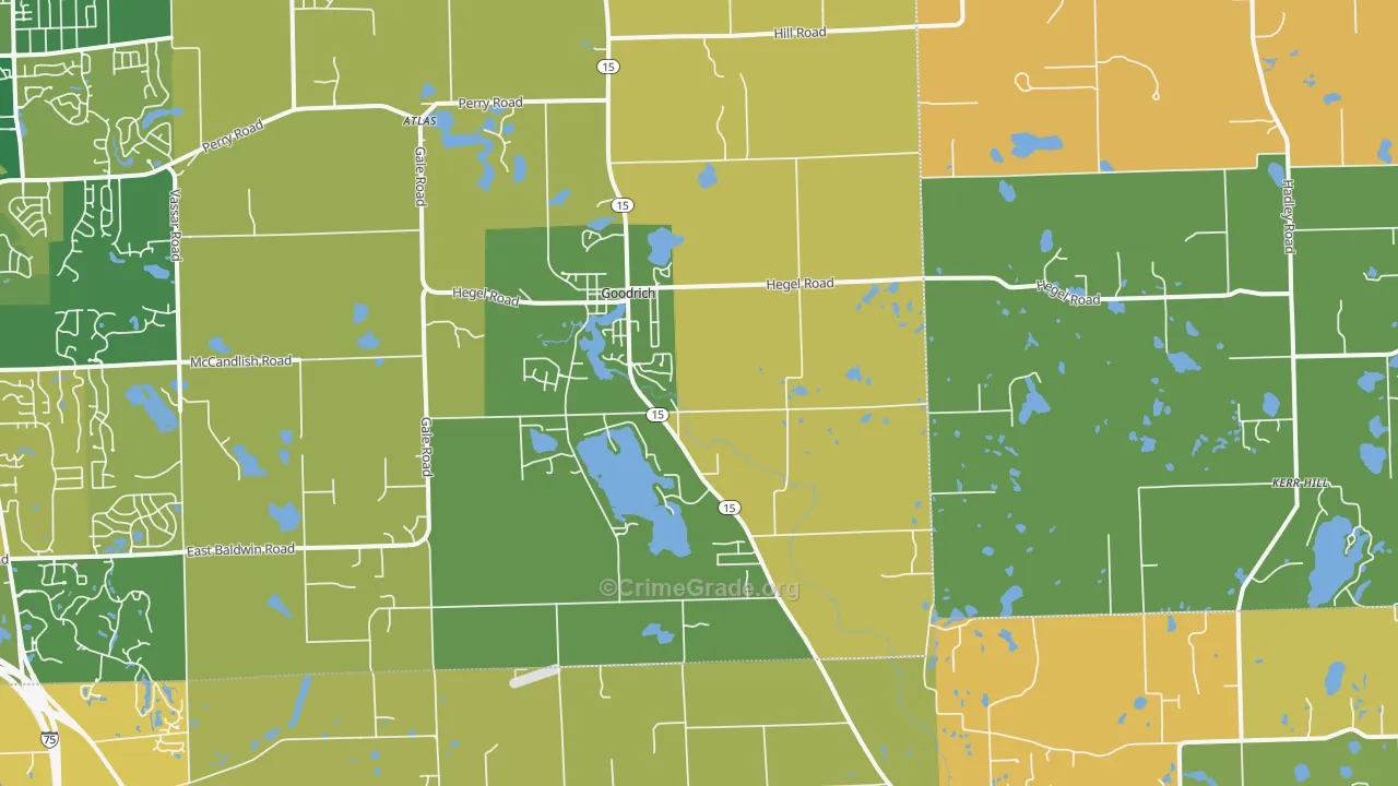 Goodrich, MI Map of Robbery Rates
