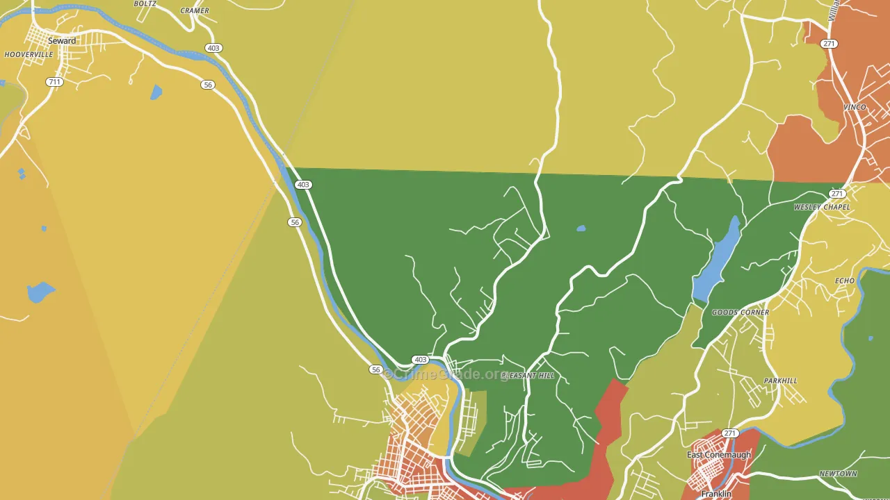 Goods Corner, PA Map of Robbery Rates