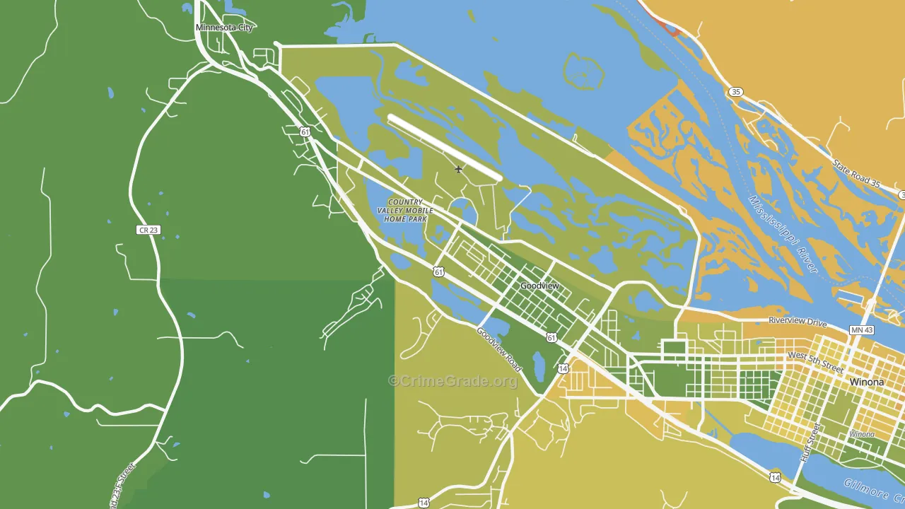 Goodview, MN Map of Robbery Rates