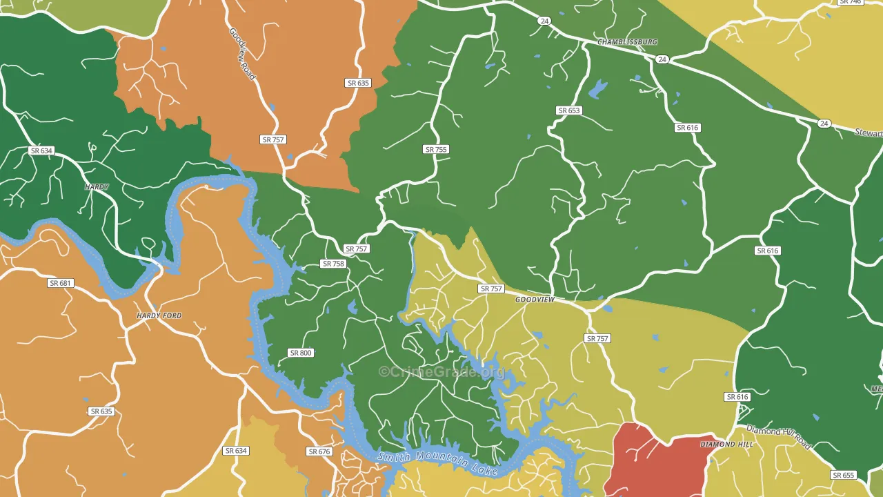 Goodview, VA Map of Robbery Rates