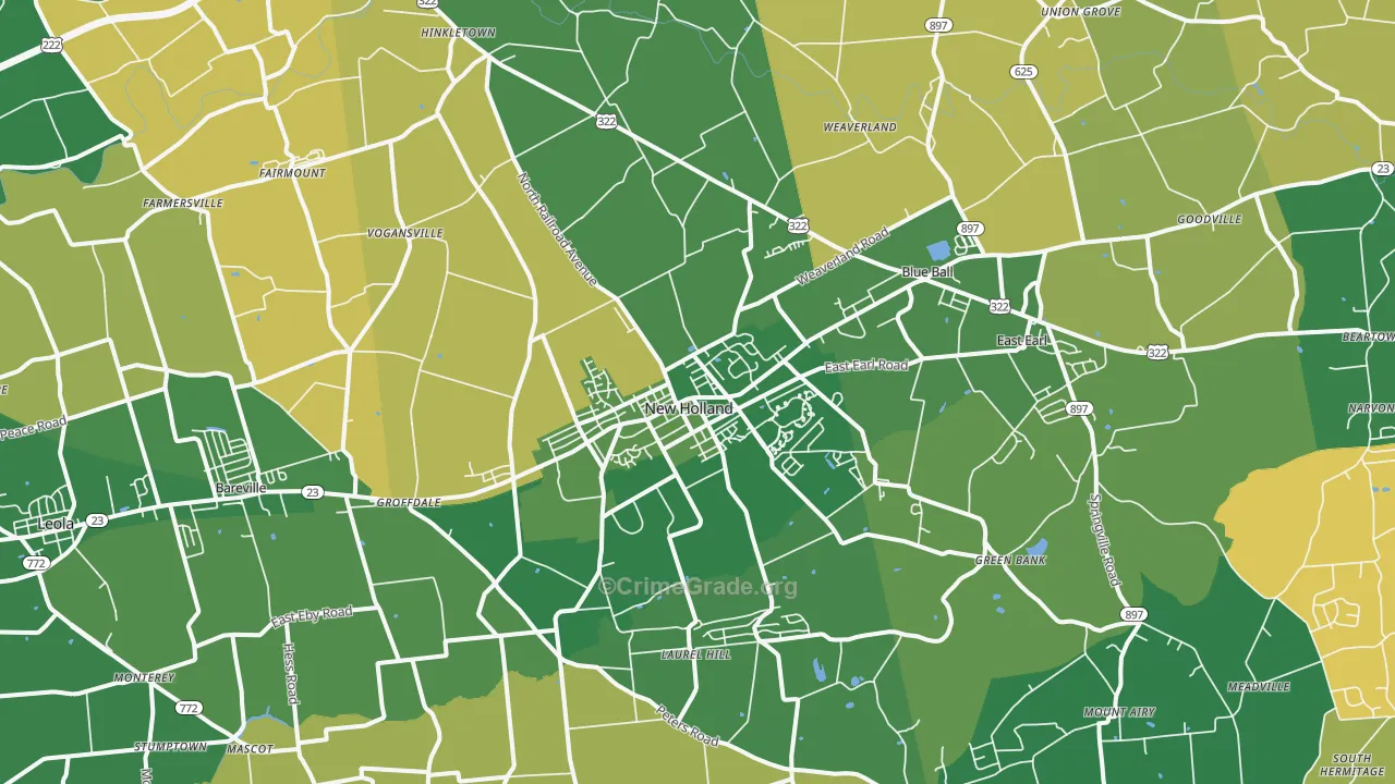 Goodville, PA Map of Robbery Rates