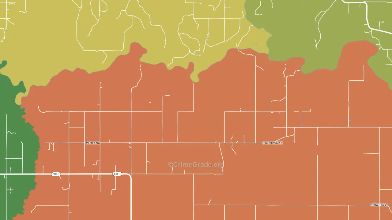 Goodwater, OK Map of Robbery Rates