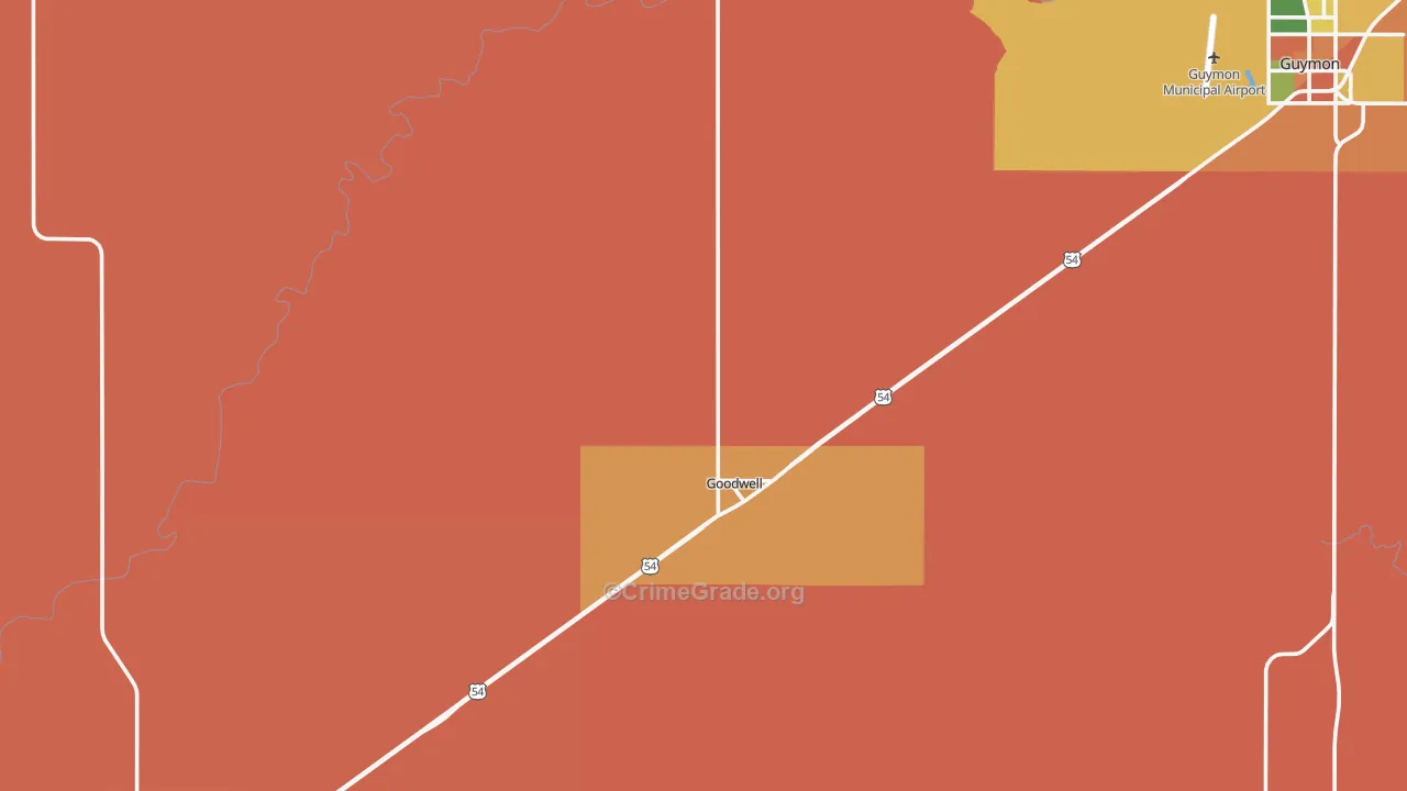 Goodwell, OK Map of Robbery Rates