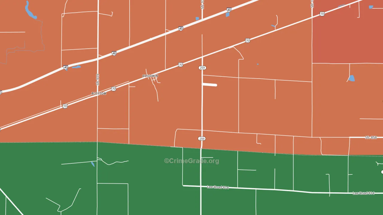 Goodwin, AR Map of Robbery Rates