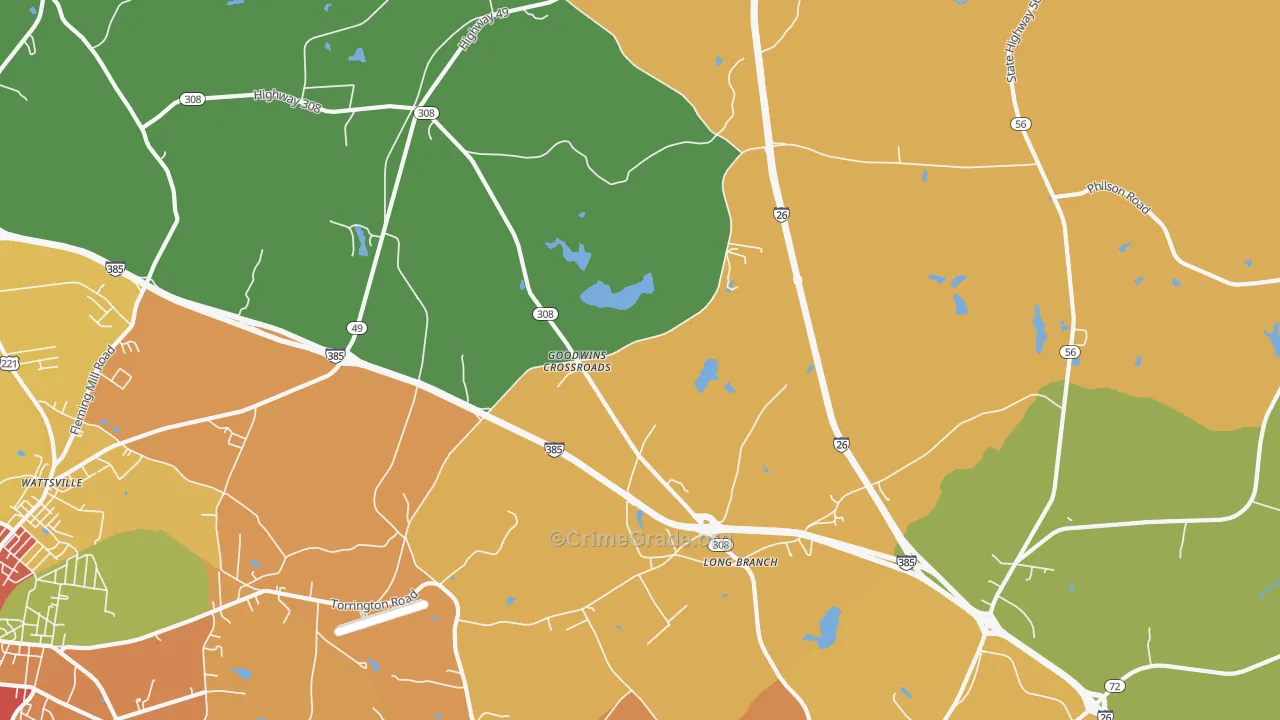Goodwins Crossroads, SC Map of Robbery Rates